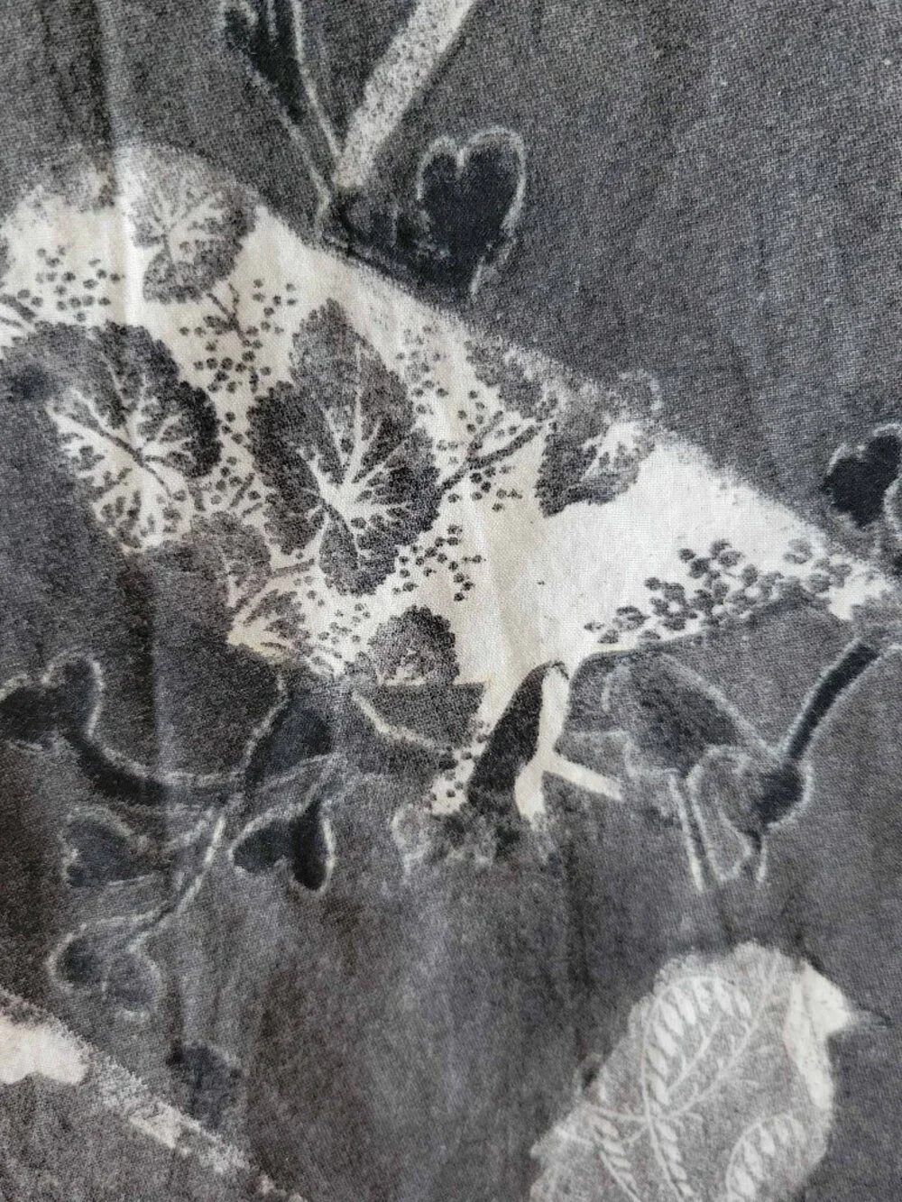 West Elm Organic Cotton Bird Collage Block Print Duvet Cover Double Sided F/Q